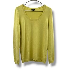 Talbots Sweater Womens Medium Yellow Pure Cashmere Scoop Long Sleeve Pullover